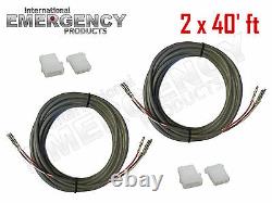 2x 40' ft Strobe Cable 3 Conductor Wire AMP Power Supply with Connector for Whelen