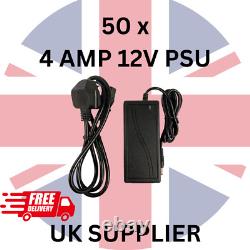 50 x CCTV Power Supply 4 Amp 4000ma PSU 2.1mm 12V DC 4A UK Plug Adaptor