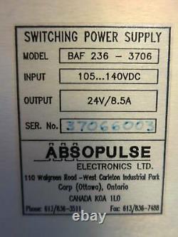 ABSOPULSE BAF 236-3706 Switching Power Supply In105 115VAC Out24VDC/8.5A PLC