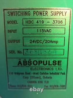 ABSOPULSE HBC 419-3706 Switching Power Supply Input115VAC Output24VDC/20A PLC