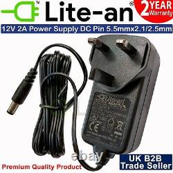 AC/DC 12V 2A CCTV Power Supply Unit Adapter PSU 2 Amp 2000ma 5.5 x 2.1mm UK Plug