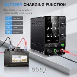 Adjustable DC Bench Power Supply 30V 10A with USB Port, Precision Control Knobs