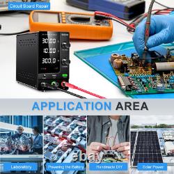 Adjustable DC Bench Power Supply 30V 10A with USB Port, Precision Control Knobs