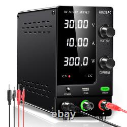 Adjustable DC Bench Power Supply 30V 10A with USB Port, Precision Control Knobs