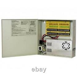 CCTV Power Supply Distribution Box 12V DC 16 channels High Output 30 Amps, Reset