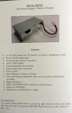 Caravan Mains 20 Amp Power Supply & Battery Charger PS276-1-BCSM (PO120)