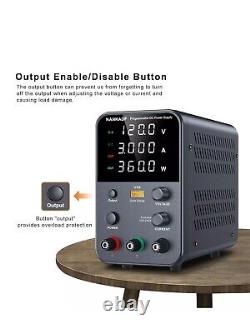 DC Power Supply (0-120V, 0-3A) Adjustable, Switching Power Supply, Mini High Prec