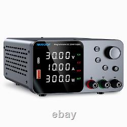 DC Power Supply Adjustable 30V 10A, Lab Bench Power Supply with Encoder Knob & U
