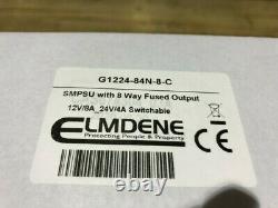 Elmdene G1224-84N-8-C 12V Switchable 8Amp / 24V dc 4Amp (27.6V) SMPSU with 8-way