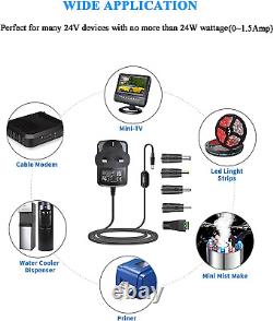 Gonine 24V 1.5A Power Supply Adapter, 100240V AC to DC 24 Volt 1.5 Amp Converter