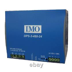 IMO Power Supply PSU 340-575AC input 24VDC Output 480 Watt 20 Amp Din Rail Mtg
