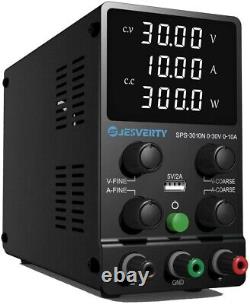 Jesverty DC Power Supply Variable, 0-120V 0-3A Adjustable Switching DC Regulated