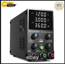 Jesverty DC Power Supply Variable, 0-120V 0-3A Adjustable Switching DC Regulated