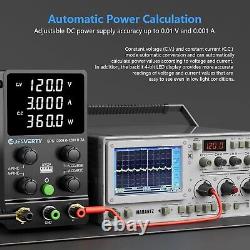 Jesverty DC Power Supply Variable, 0-120V 0-3A Adjustable Switching DC Regulated