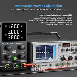 Jesverty DC Power Supply Variable, 0-120V 0-3A Adjustable Switching DC Regulated