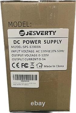 Jesverty DC Power Supply Variable, 0-120V 0-3A Adjustable Switching DC Regulated