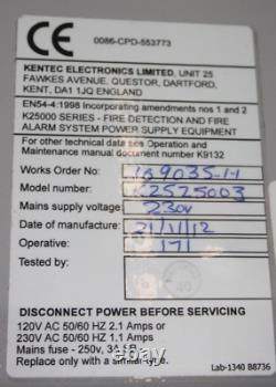 Kentec K2525003 Power Supply (Boxed) 2.5 Amp PSU, Max 12 A/H Battery, Surface