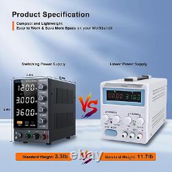 Lab Power Supply Adjustable 120V 3A, Variable DC Power Supply with U