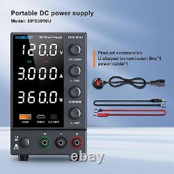 Lab Power Supply Adjustable 120V 3A, Variable DC Power Supply with U