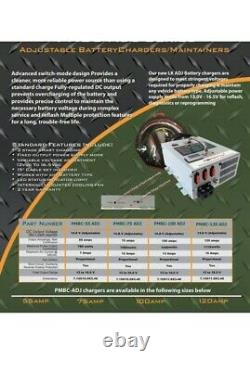 New Powermax PMBC-120 120 Amp 12 Volt Battery Charger Power Supply with Cables