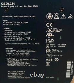PULS DIMENSION 100-240VAC 24VDC POWER SUPPLY QS20-241 20AMP NEW Ships In 1 day