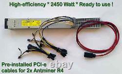 Power Supply for Two (x2) Antminer L3+ with Complete PCI-e Wiring Installed