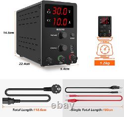 RUZIZAO DC Power Supply Variable, 30V 10A Adjustable Regulated Bench Power Lab