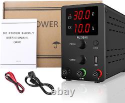 RUZIZAO DC Power Supply Variable, 30V 10A Adjustable Regulated Bench Power Lab