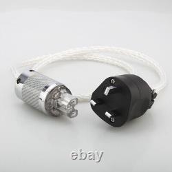 Silver Plated 8AG UK Mains Power Supply Cable HI FI Audio Amp IEC Plug Cord