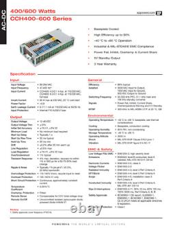 XP CCH600PS12 AC-DC Power Supply 12V, 50A, 600W Baseplate Cooled (Passive)