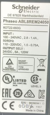 ALIMENTATION RÉGULÉE SCHNEIDER ABL8REM24050 6OT22-660G Phaseo 240V, 5 AMP