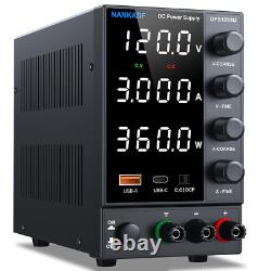 Alimentation de banc variable DC 120V 3A réglable avec charge rapide USB-C