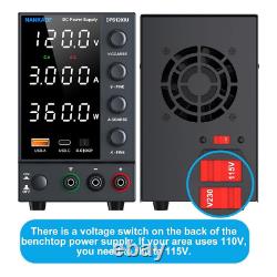 Alimentation de banc variable DC 120V 3A réglable avec charge rapide USB-C