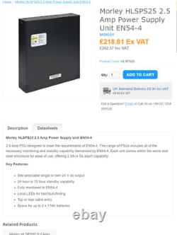 Alimentation électrique Morley Honeywell HLSPS25 2.5 Amp EN54-4 NEUF