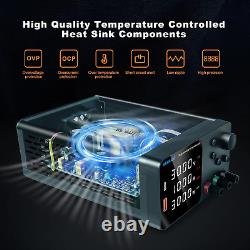 Alimentation électrique à courant continu réglable 30V 10A, alimentation de laboratoire avec bouton de codeur & U