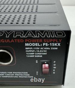 Alimentation électrique régulée PYRAMID PS-15KX 12 Ampères faible ondulation allume-cigare