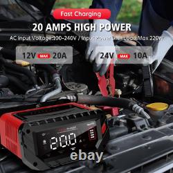 Chargeur de batterie 12V 20 Amp avec entretien, alimentation intégrée et protection contre les étincelles