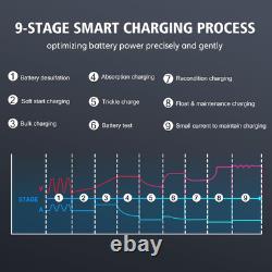 Chargeur de batterie 12V 20 Amp avec entretien, alimentation intégrée et protection contre les étincelles