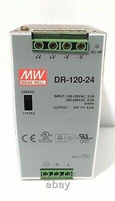 Module d'alimentation Mean Well DR-120-24, 100-120VAC, 24VDC, 5AMP