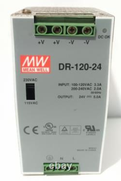 Module d'alimentation Mean Well DR-120-24, 100-120VAC, 24VDC, 5AMP
