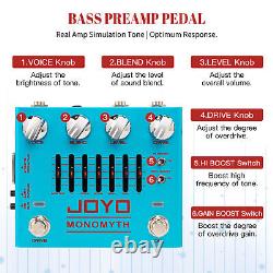 Pédale d'effet simulateur d'ampli de préampli de basse JOYO avec overdrive et alimentation électrique