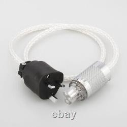 Silver Plated 8ag Uk Mains Câble D'alimentation Hi Fi Audio Amp Cord De Prise Iec