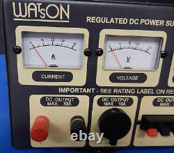 Watson W-25am Banc Alimentation Électrique. 0-15v / 25amps (30a Pic) Testés, Travail